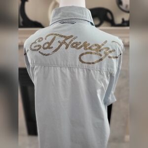 Vintage Ed Hardy Button Down Shirt Large